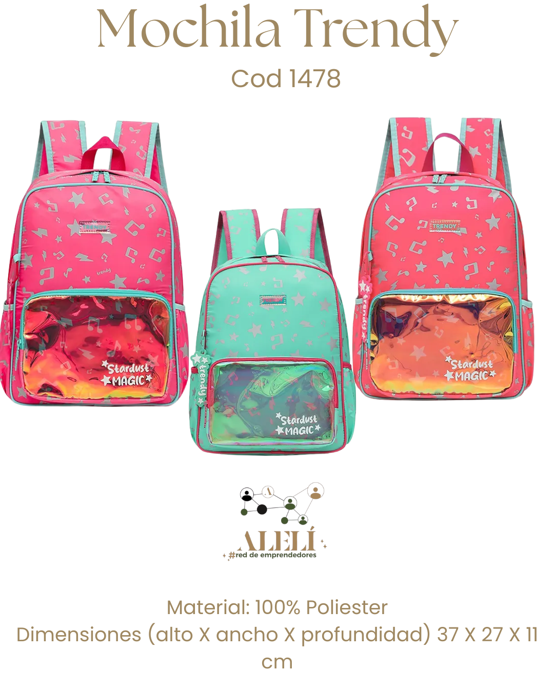 Mochila Everlast 16057 Material 100% Poliester Dimensiones Alto 39 cm X Ancho 29 cm X Profundidad 12 cm. (19) Mochila Trendy - Imagen 1